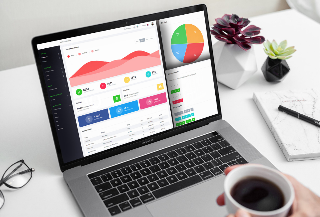 Laptop with charts