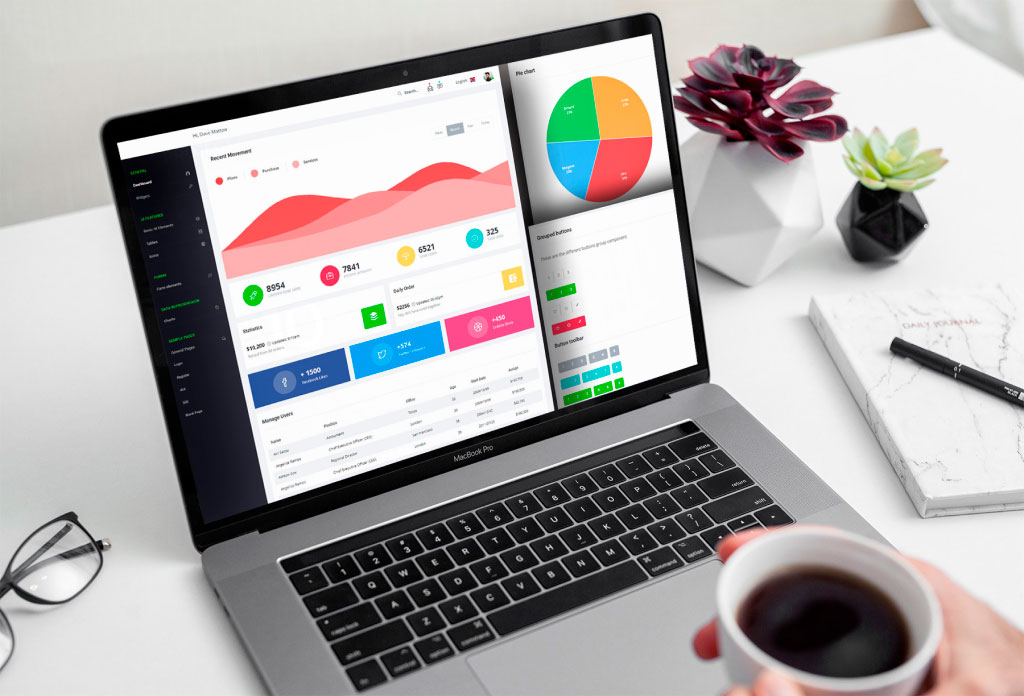 Laptop with charts